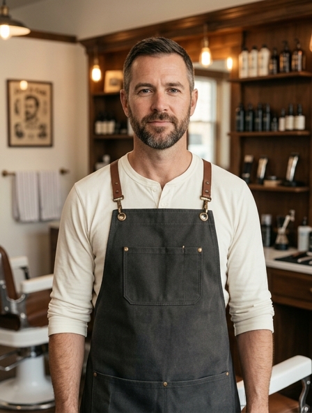Portrait of Mike Danner in Iron and Oak Barbershop
