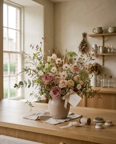 Prairie and Bloom occasion arrangement ready for gifting