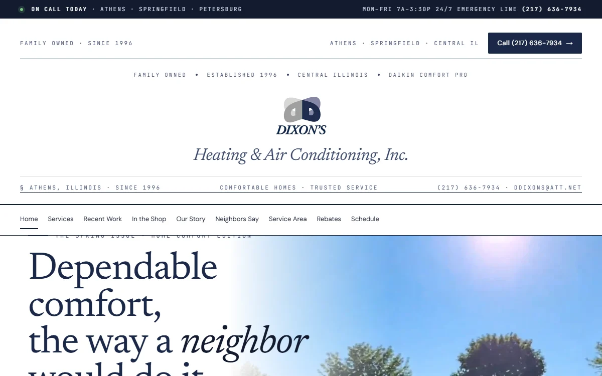 Dixon's Heating & Air Conditioning website