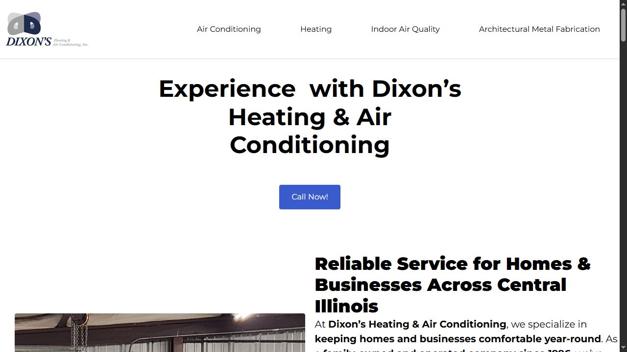 Dixon's Heating and Air website preview