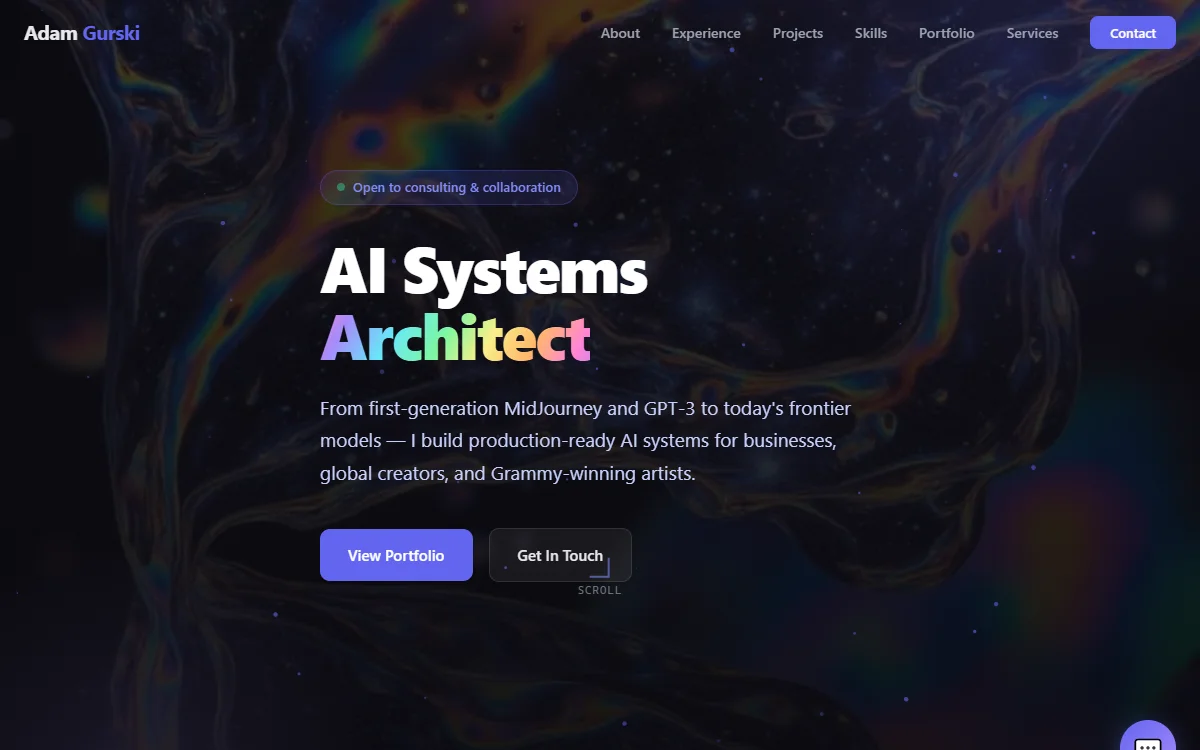 Adam Gurski Creative portfolio website preview