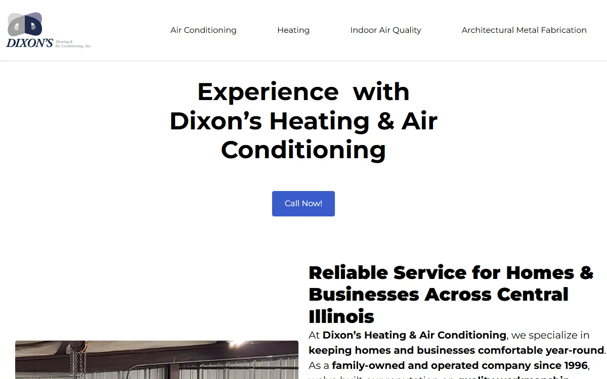 Dixon's Heating & Air Conditioning site preview &mdash; real client work
