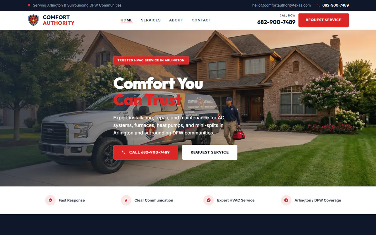 The Comfort Authority website on a computer screen, captured September 2026.